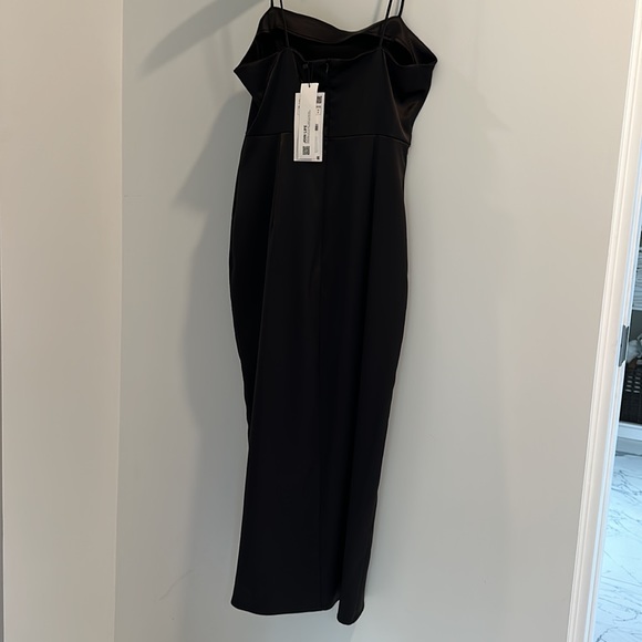 Zara. Black satin/polyester slip dress with slit. Perfect for holiday parties. - Picture 2 of 2